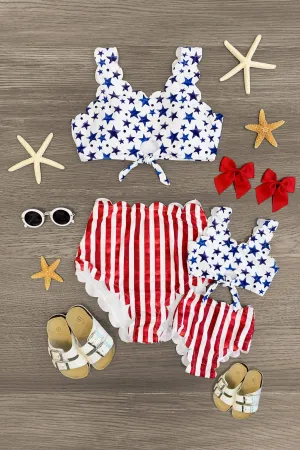 Mom & Me - Stars & Stripes Scalloped Hem Bikini