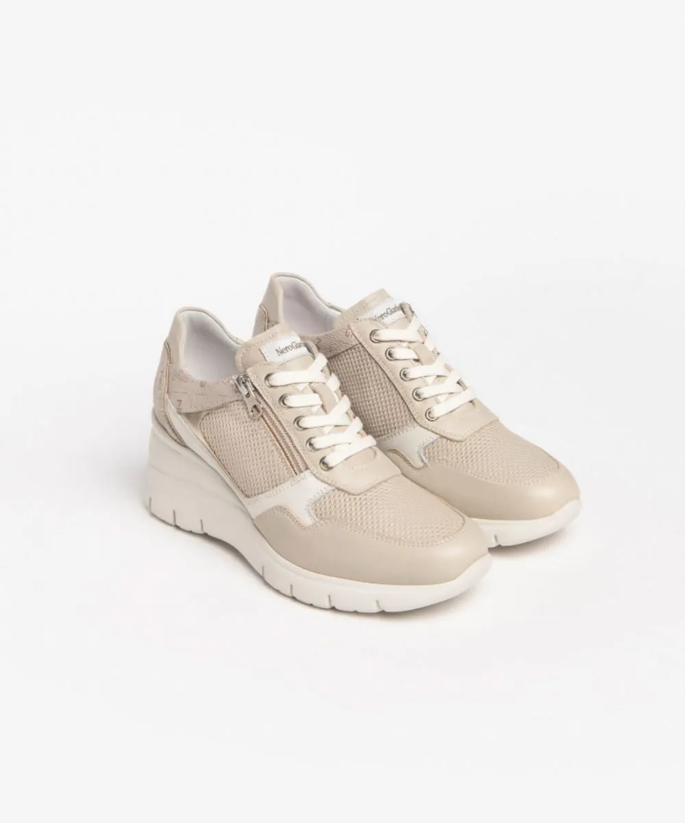NERO GIARDINI PLATFORM LEATHER TRAINERS