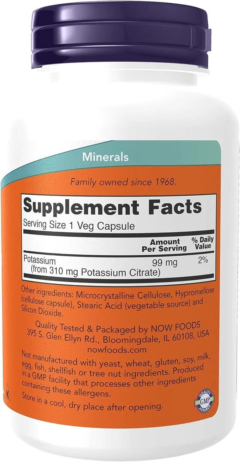 Now Potassium Citrate 99mg 180 Veg Capsules