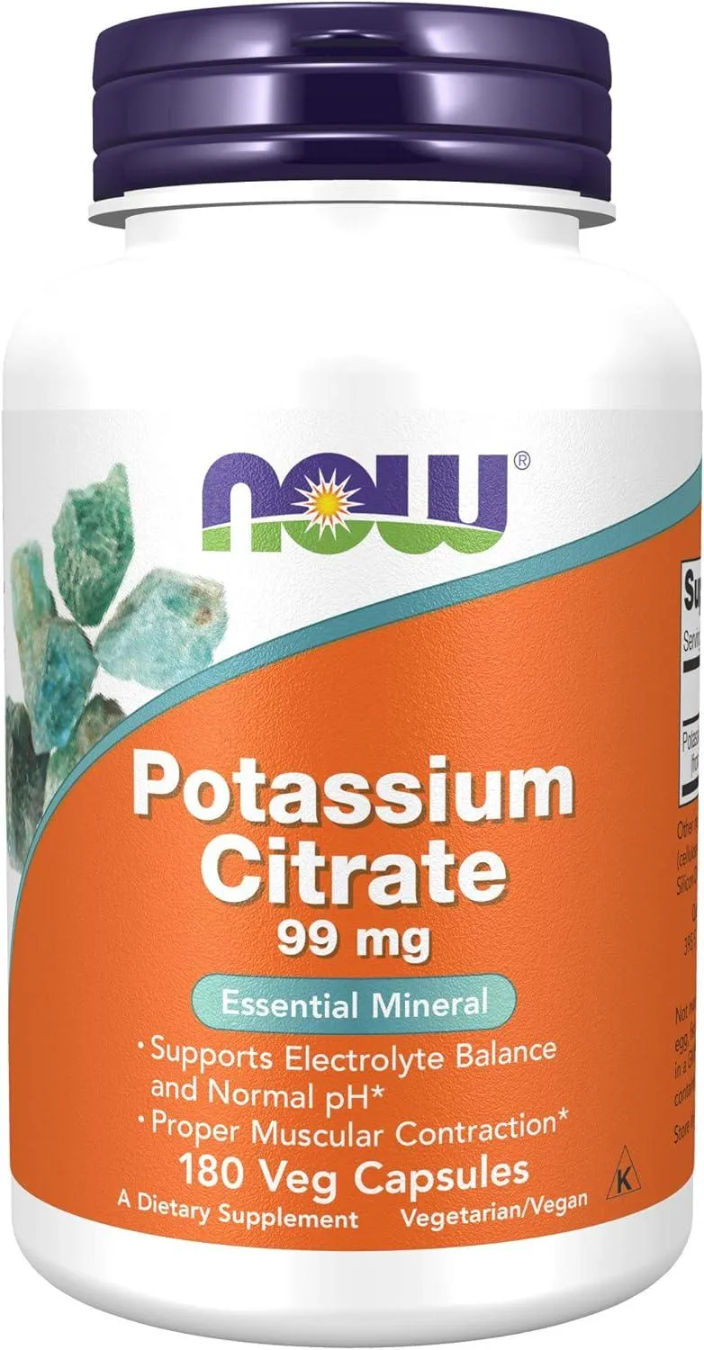 Now Potassium Citrate 99mg 180 Veg Capsules