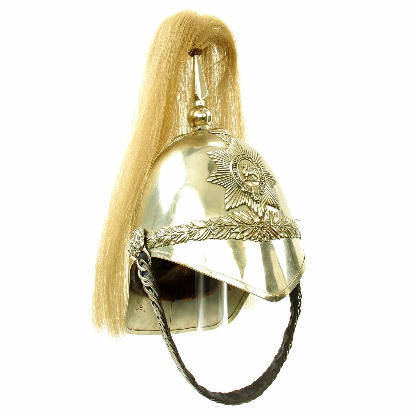 Original British / Welsh Montgomeryshire Yeomanry 1880 Cavaltry Trooper's Helmet with White Plume