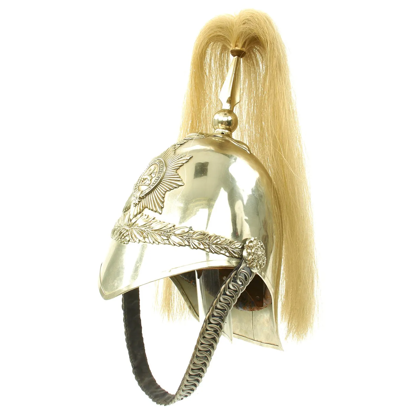 Original British / Welsh Montgomeryshire Yeomanry 1880 Cavaltry Trooper's Helmet with White Plume