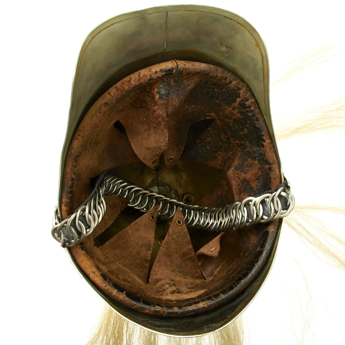 Original British / Welsh Montgomeryshire Yeomanry 1880 Cavaltry Trooper's Helmet with White Plume
