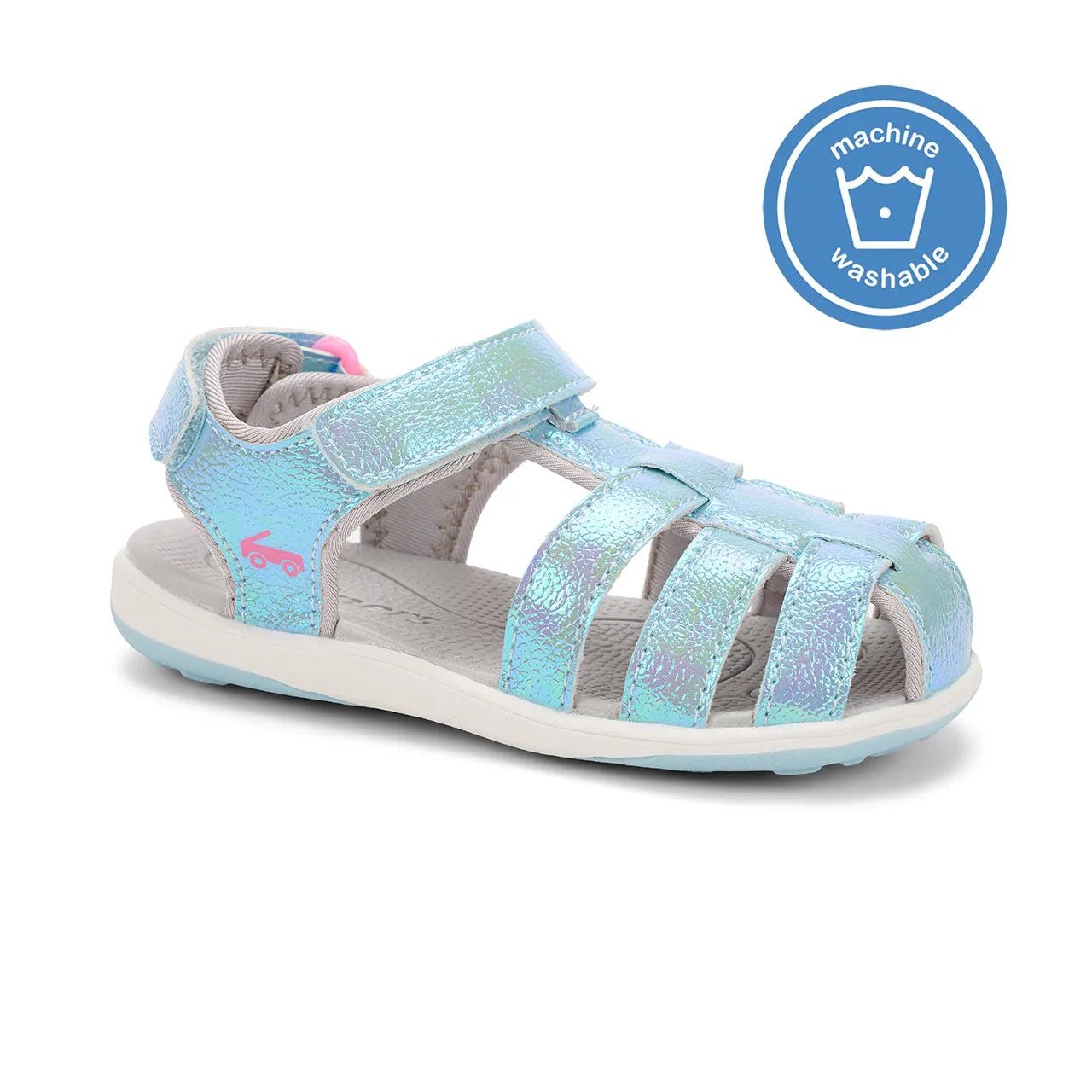 Paley Blue Shimmer Sandals by See Kai Run