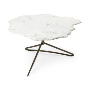 Pinera Coffee Table White Marble | Gold Metal