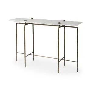 Pinera Console Table White Marble | Gold Iron