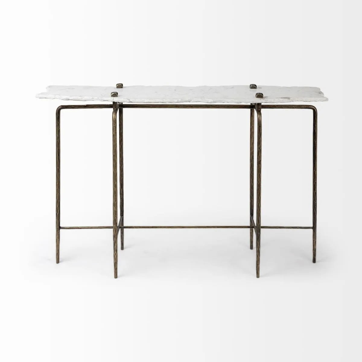 Pinera Console Table White Marble | Gold Iron