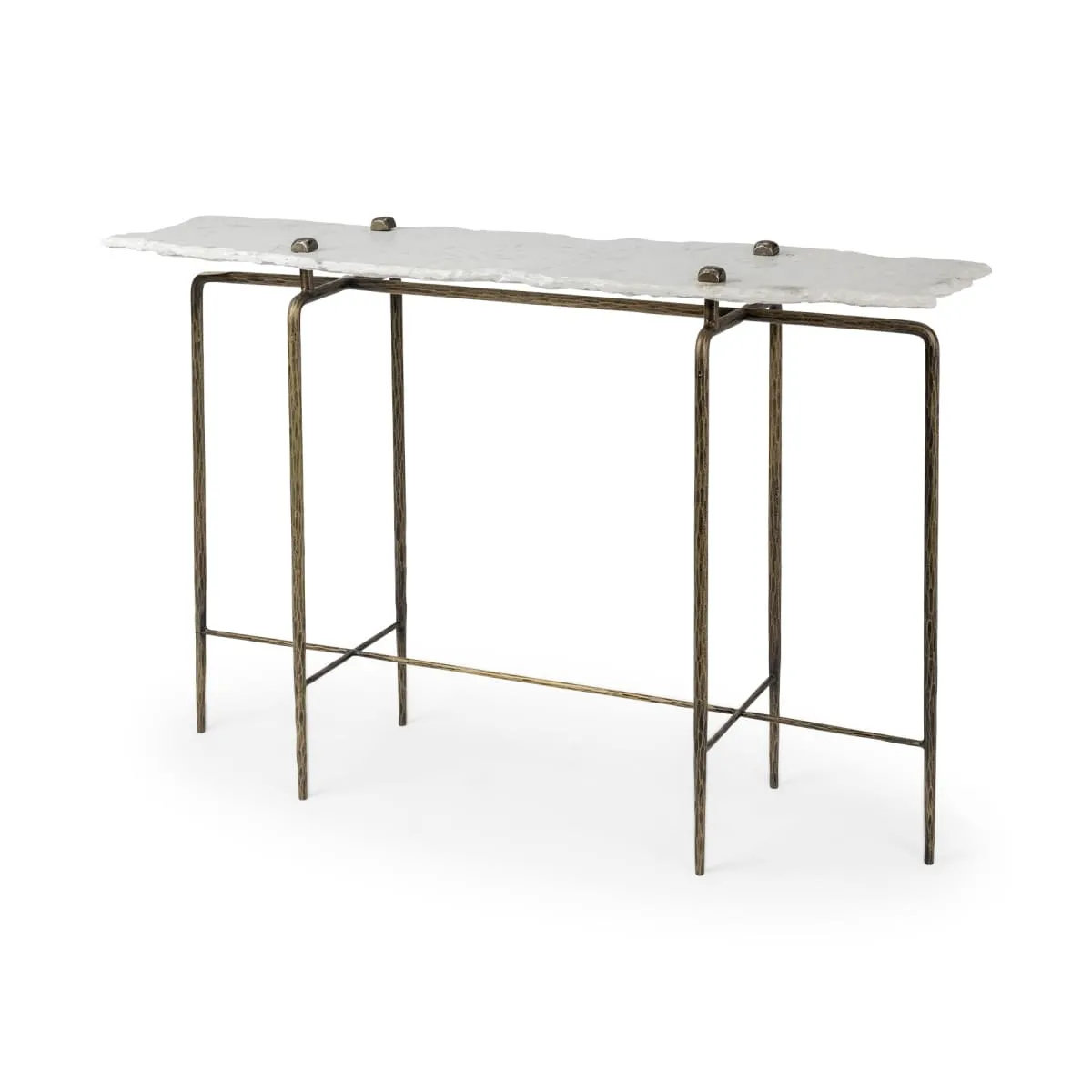 Pinera Console Table White Marble | Gold Iron