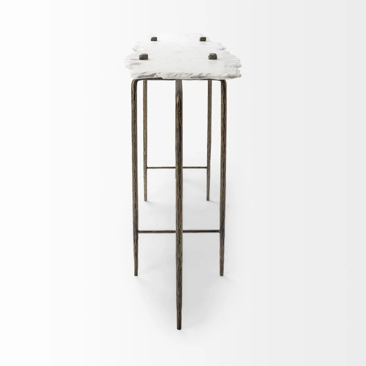 Pinera Console Table White Marble | Gold Iron