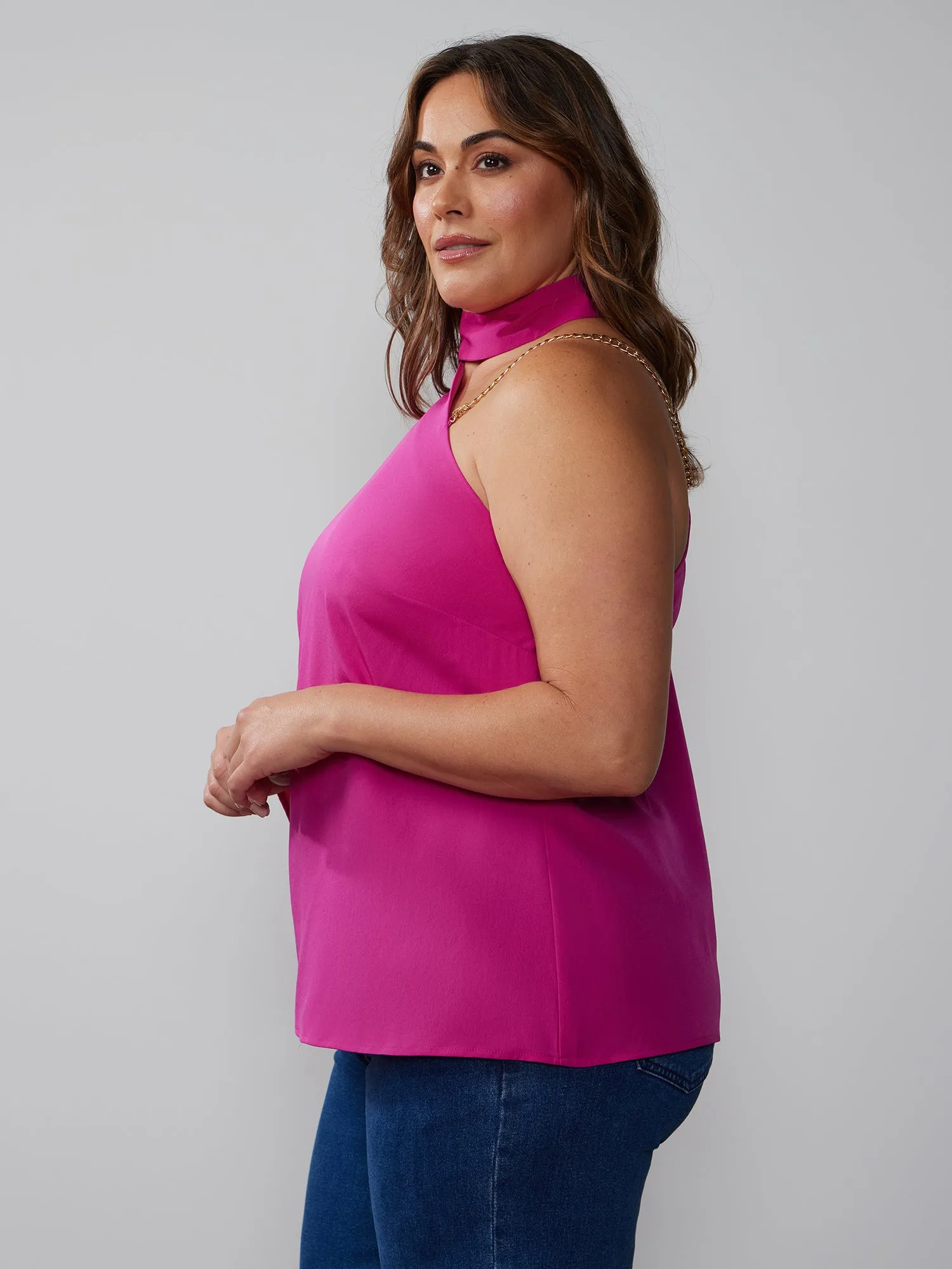 Plus One Shoulder Chain Strap Top