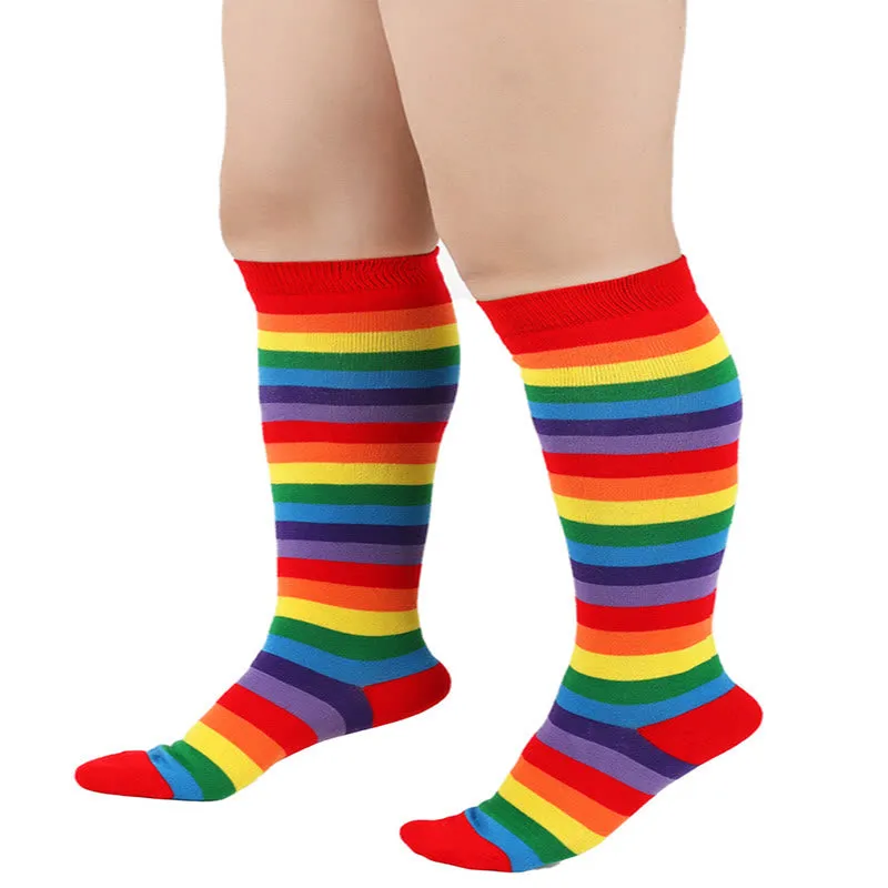 Rainbow Striped Knee High Socks(3 Pairs)
