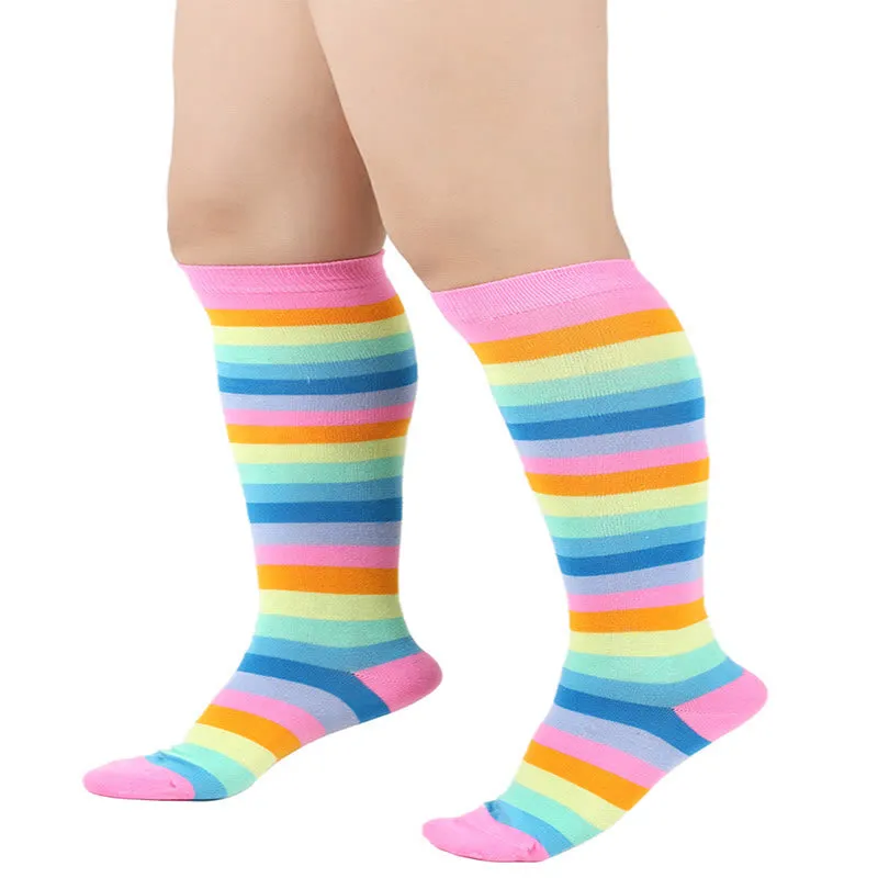 Rainbow Striped Knee High Socks(3 Pairs)