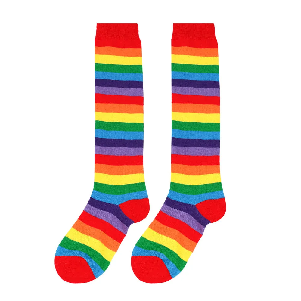 Rainbow Striped Knee High Socks(3 Pairs)