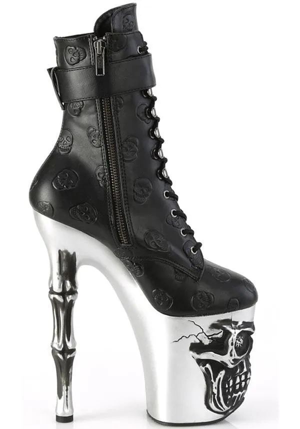 RAPTURE-1020STR-02 [Black Faux Leather] | PLATFORM BOOTS [PREORDER]