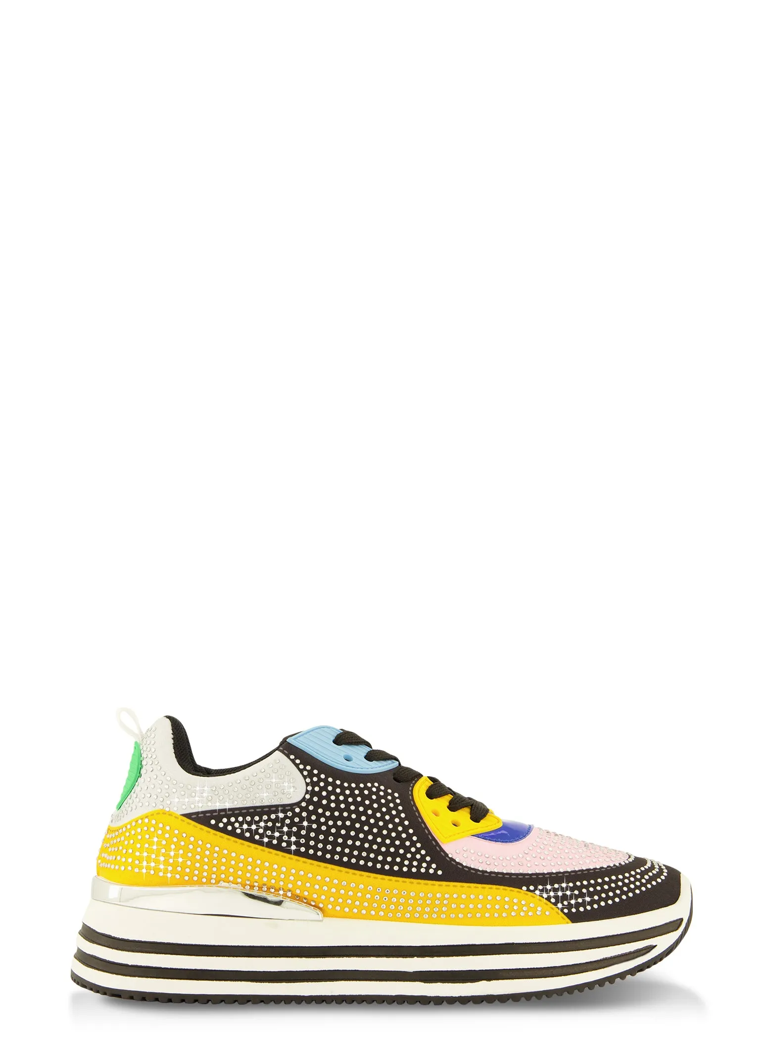 Rhinestone Color Block Platform Sneakers