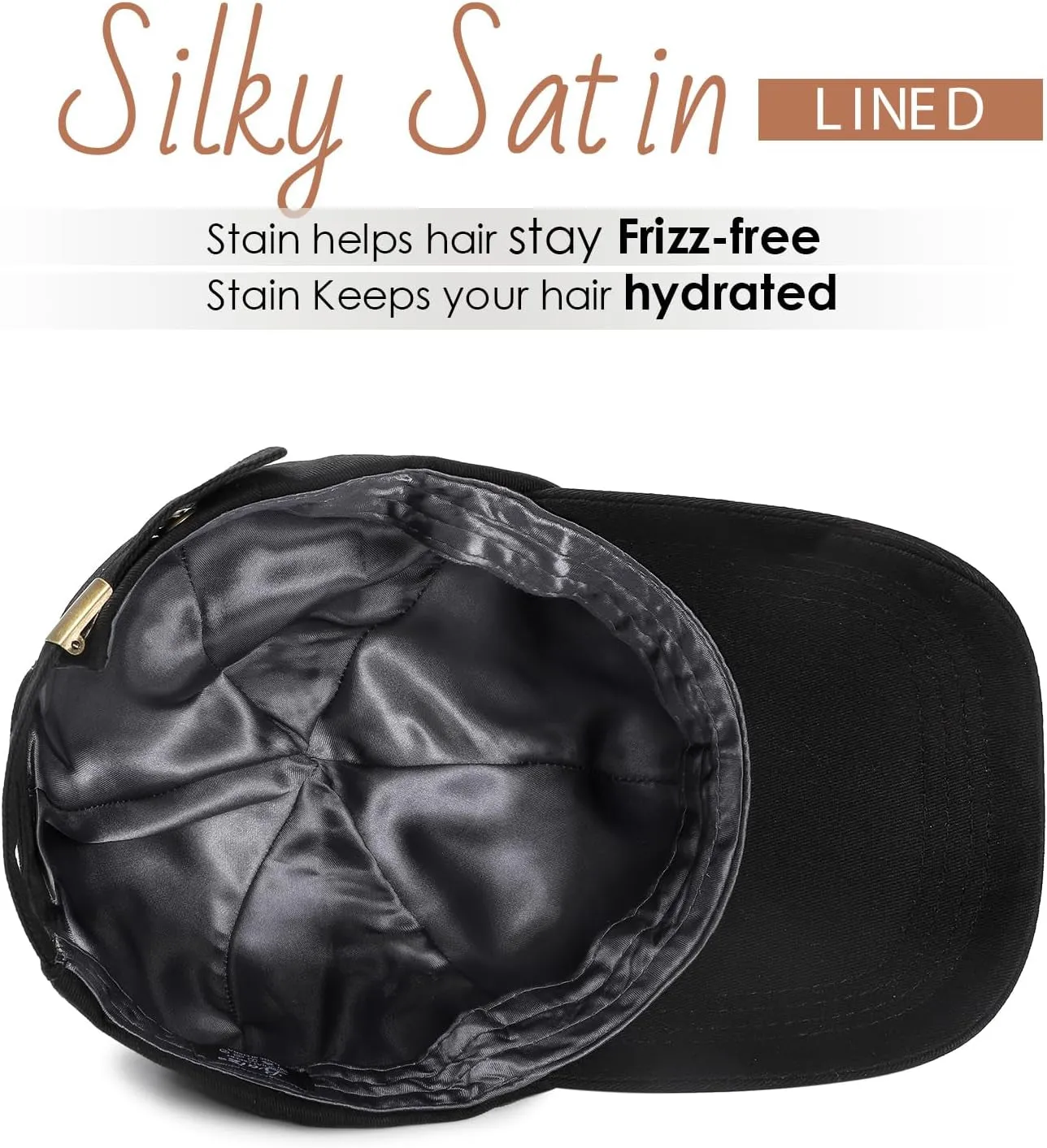 Satin Lined Unisex Baseball Cap - Sporty Strapback Hat