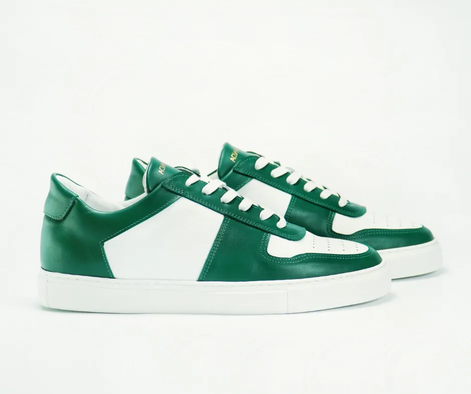 Sneakers BASE en cuir blanc et vert
