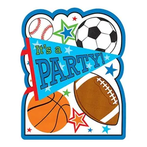 Sports Party Invitations With Envelopes - 8 Pack