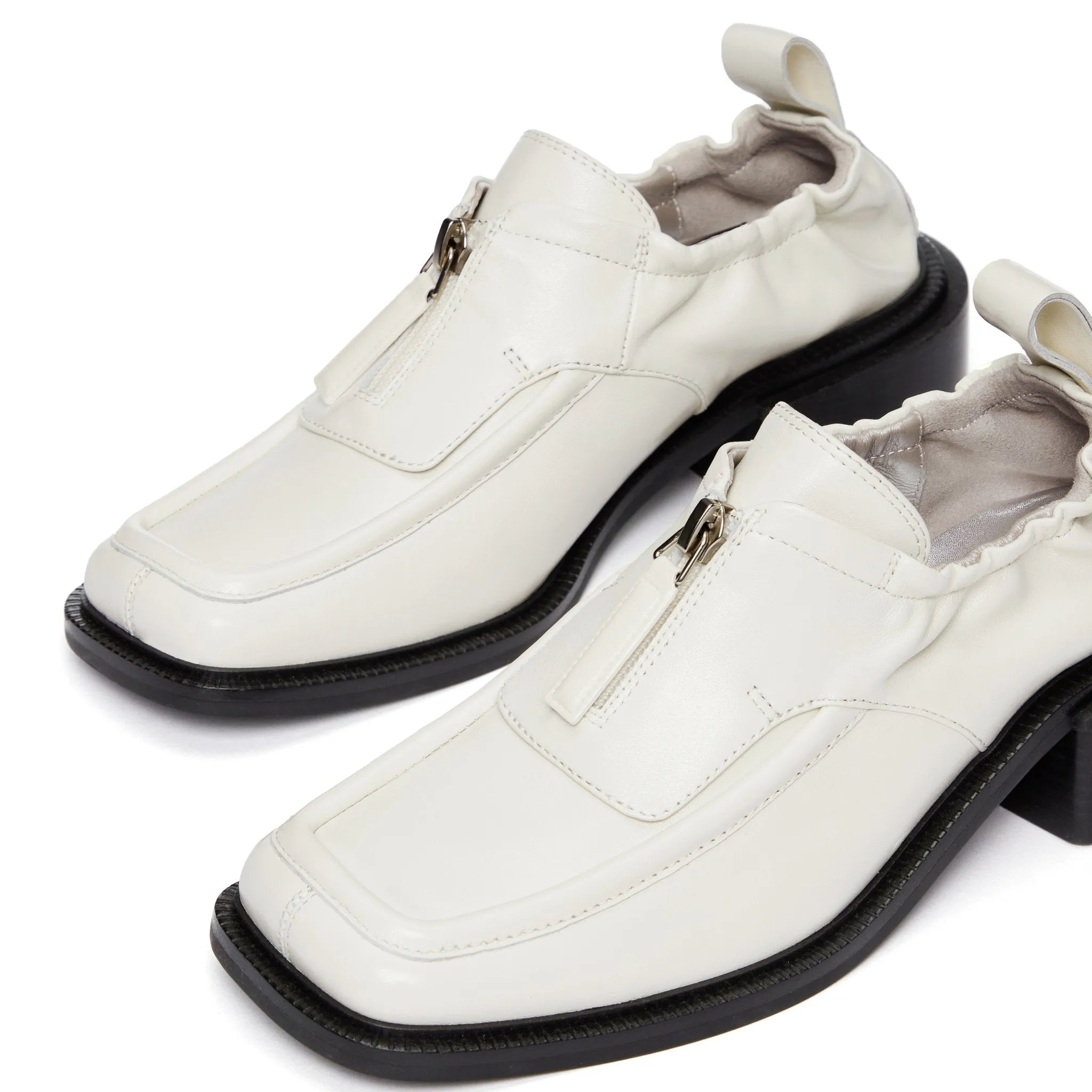 Sports Zipper Stretch Loafers Off-White