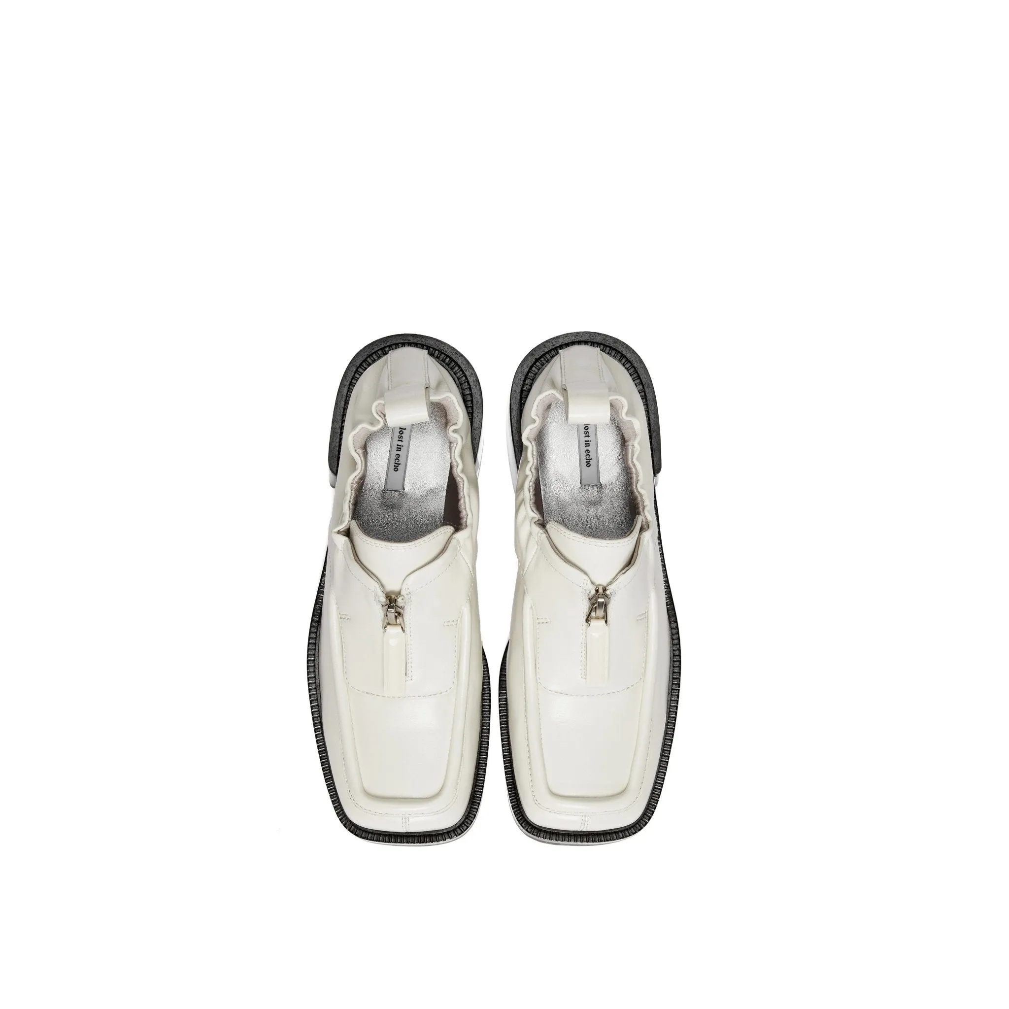 Sports Zipper Stretch Loafers Off-White