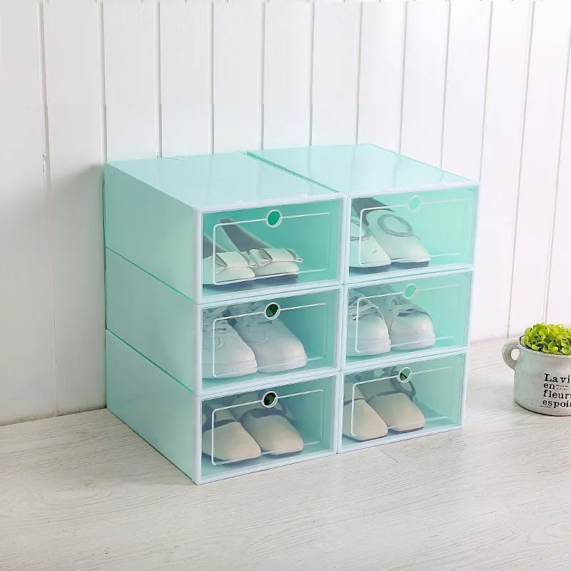 Storage Box & Shoe Box - Transparent shoe box dustproof storage box can be superimposed combination shoe cabinet Clamshell shoe organizer