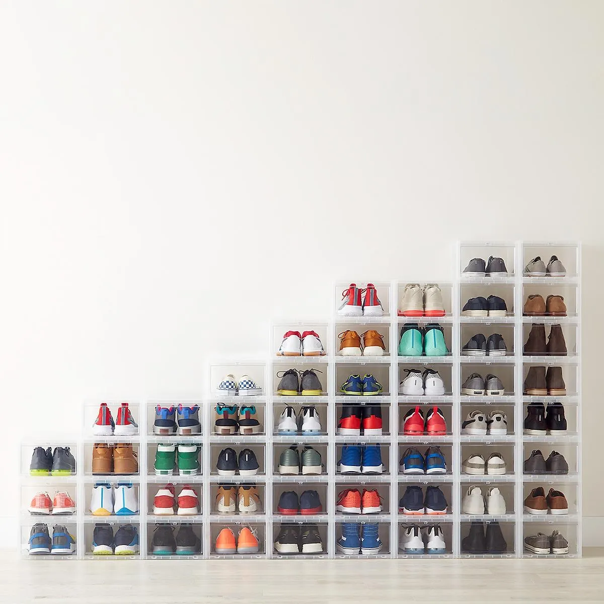 Storage Box & Shoe Box - Transparent shoe box dustproof storage box can be superimposed combination shoe cabinet Clamshell shoe organizer