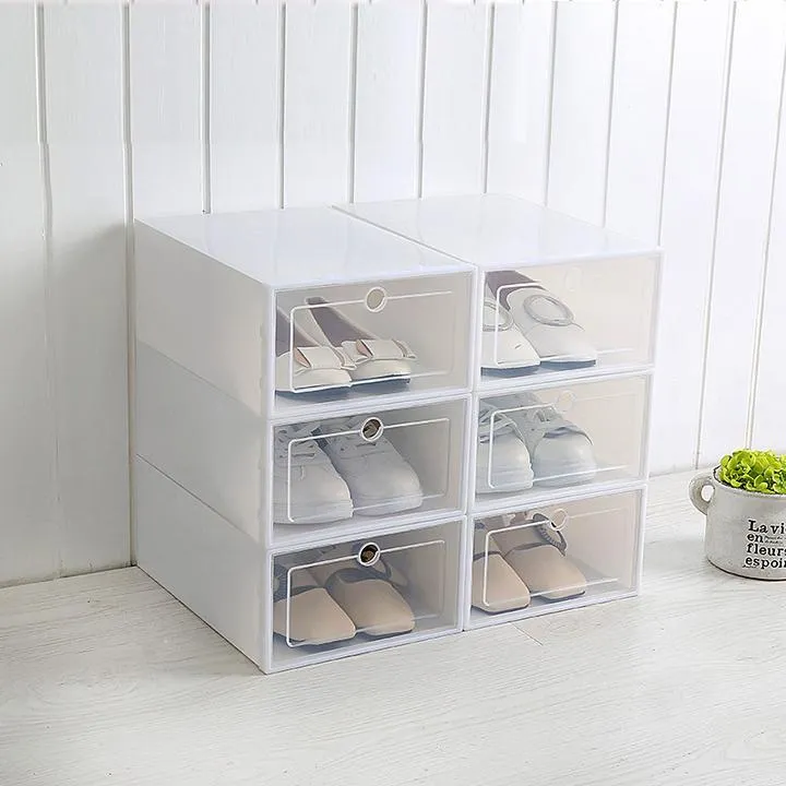 Storage Box & Shoe Box - Transparent shoe box dustproof storage box can be superimposed combination shoe cabinet Clamshell shoe organizer