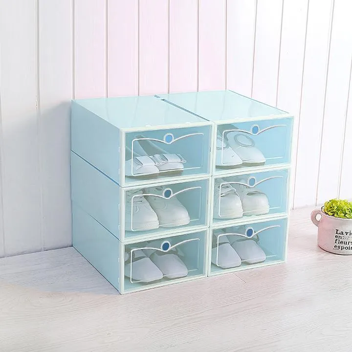 Storage Box & Shoe Box - Transparent shoe box dustproof storage box can be superimposed combination shoe cabinet Clamshell shoe organizer