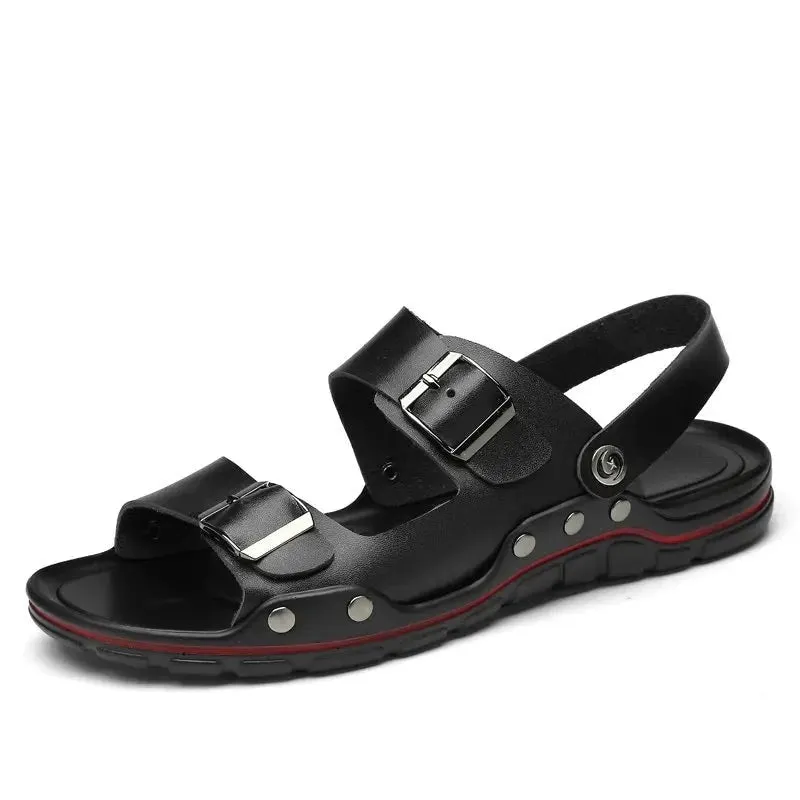Summer Men Sandals Genuine Leather Men Casual Shoes Classic Lightweight Roman Sandal Outdoor Fashion Men Slippers