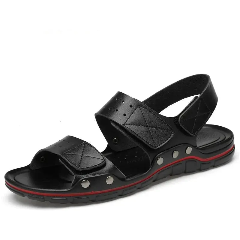 Summer Men Sandals Genuine Leather Men Casual Shoes Classic Lightweight Roman Sandal Outdoor Fashion Men Slippers