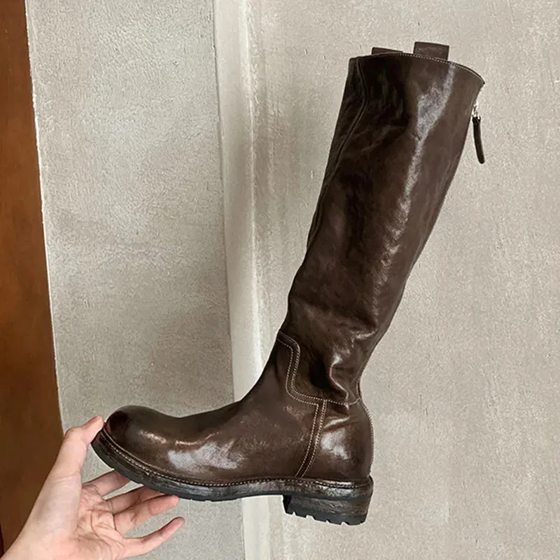 TAVIMART  -  Women Platform Boots New Autumn Winter Women Boots Lace Up Knee High Boots Comfortable Girls Long Boots Zapatillas De Mujer