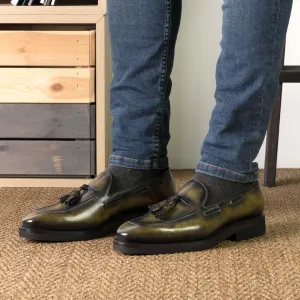 The Verdan – Green Patina Tassel Loafers.