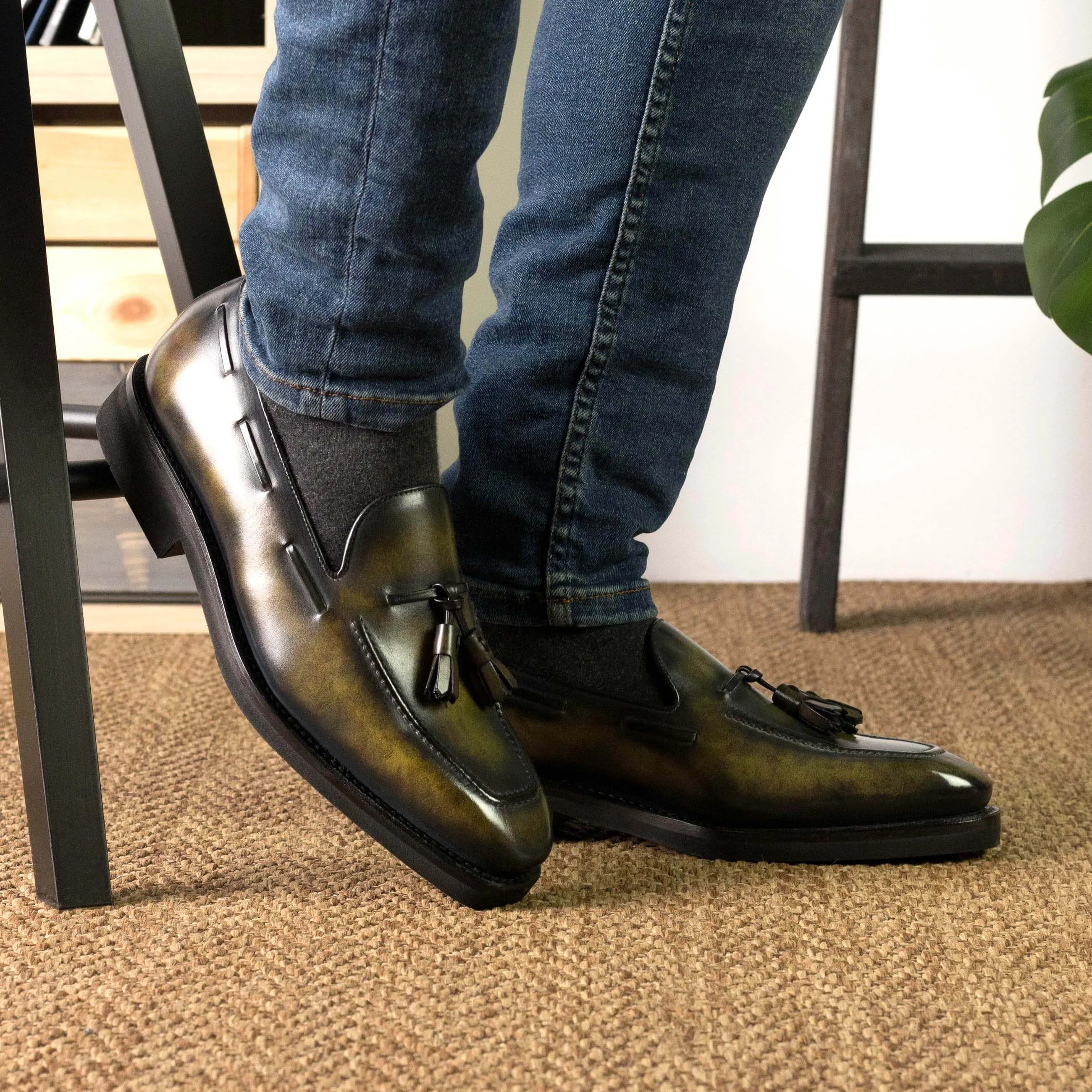 The Verdan – Green Patina Tassel Loafers.