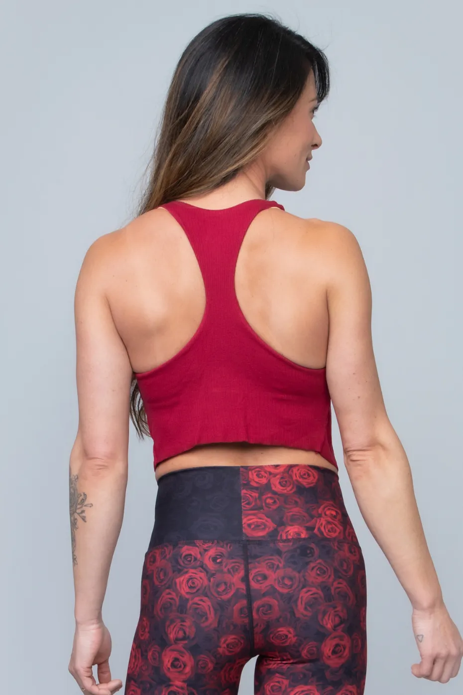 Tie Tank Sports Bra : Cabernet