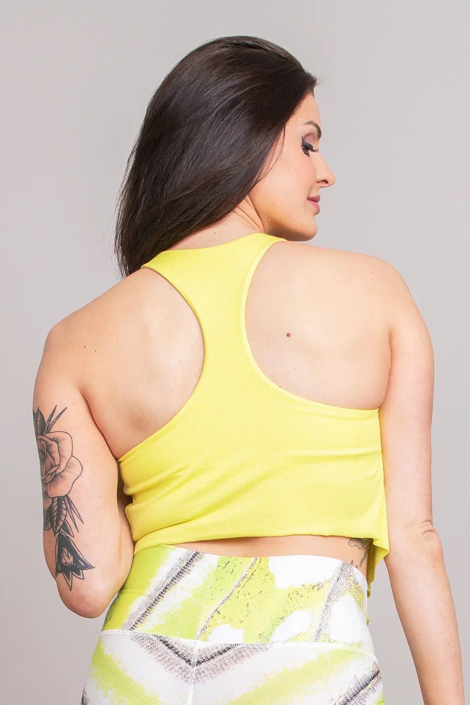 Tie Tank Sports Bra : Electric Lemon