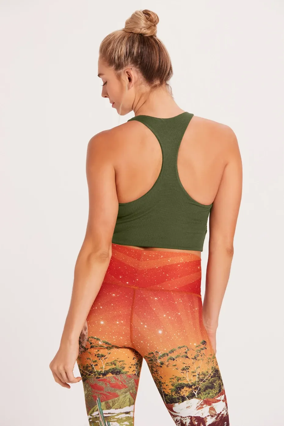 Tie Tank Sports Bra : Olive