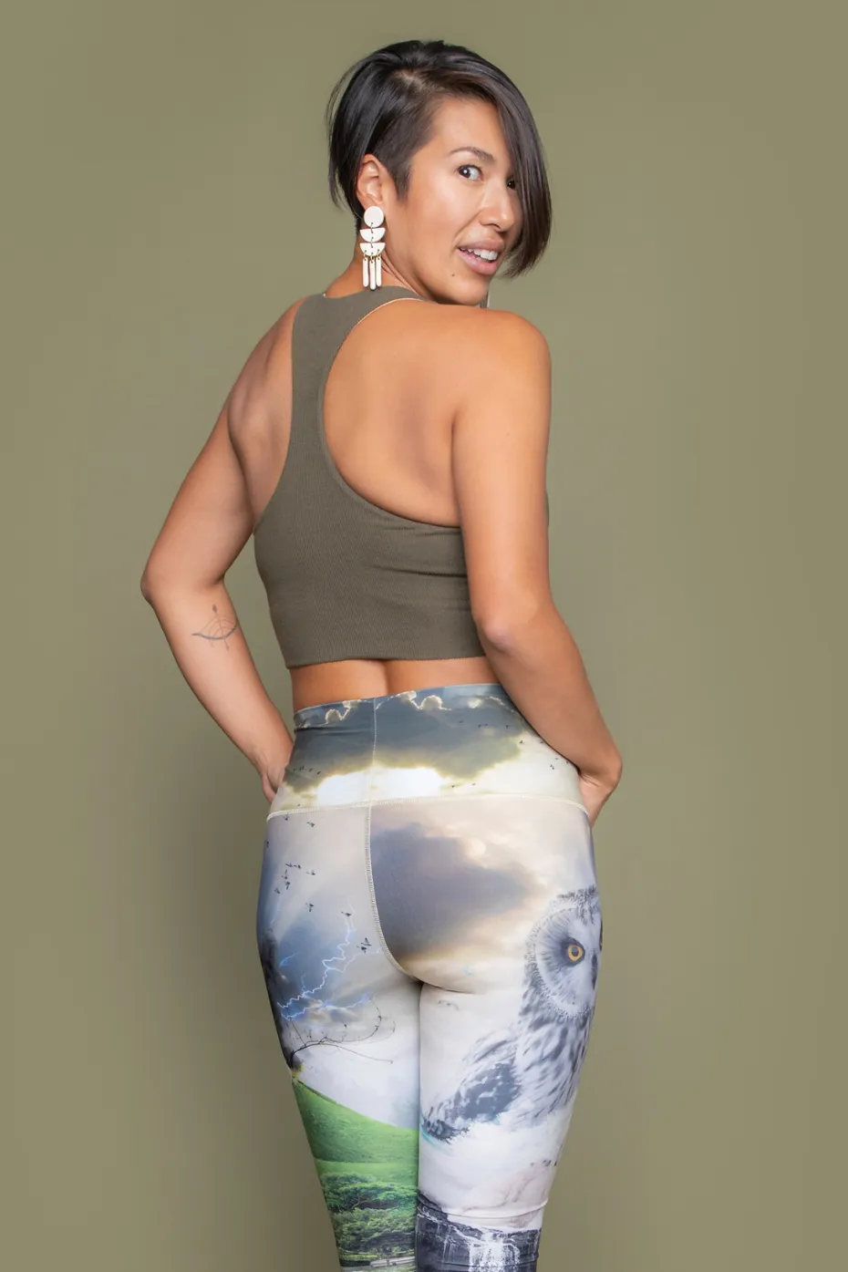 Tie Tank Sports Bra : Olive