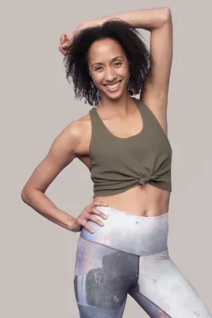 Tie Tank Sports Bra : Olive