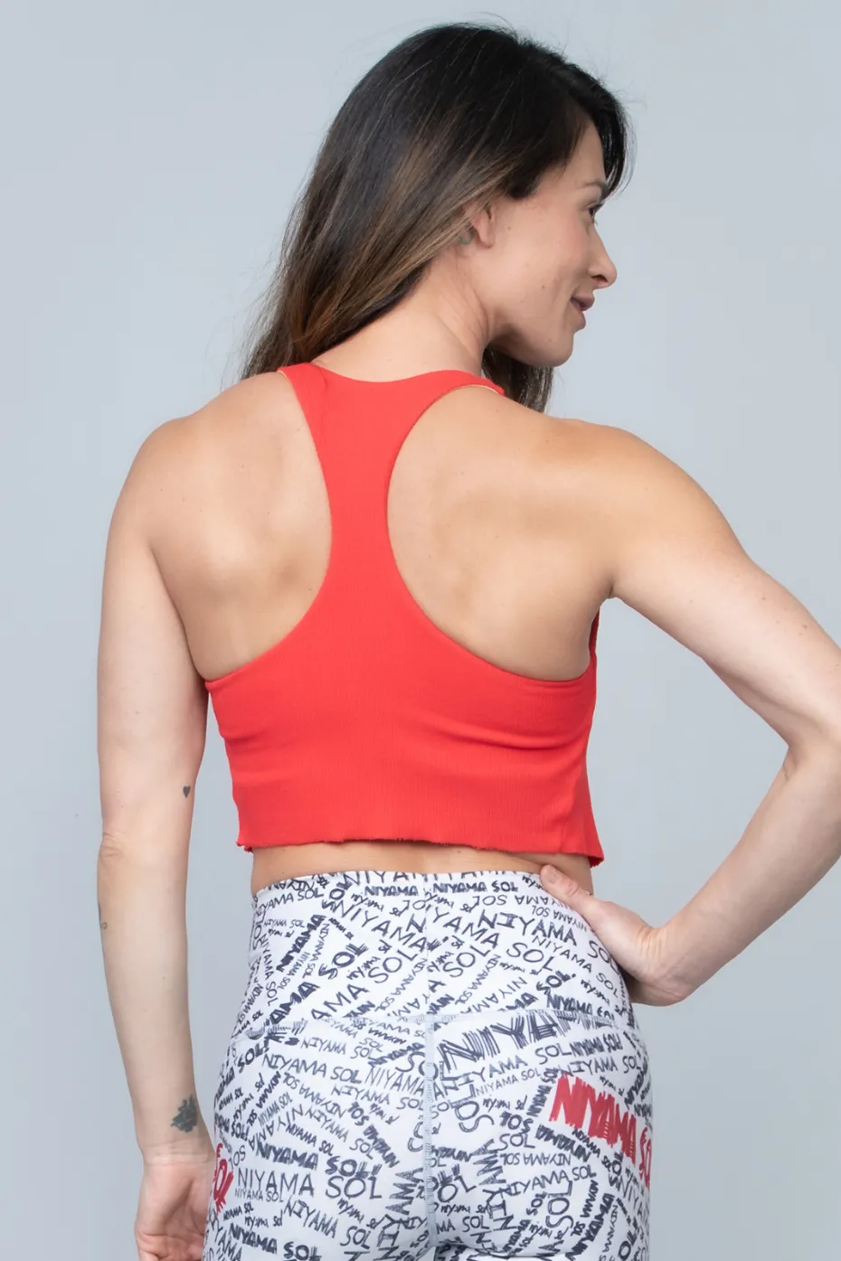 Tie Tank Sports Bra : Red