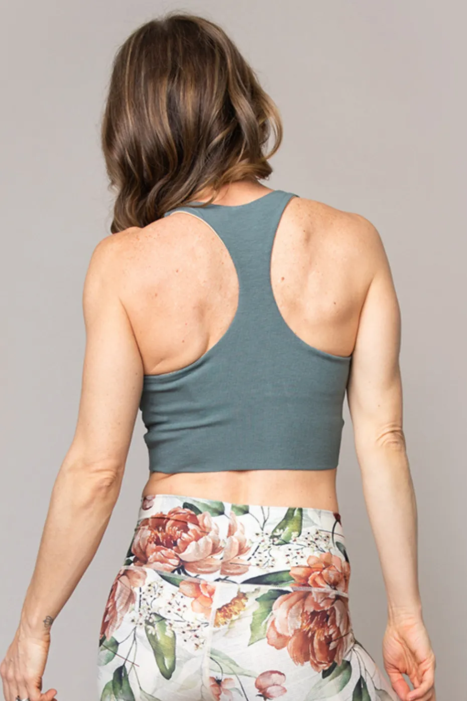 Tie Tank Sports Bra : Slate Moss