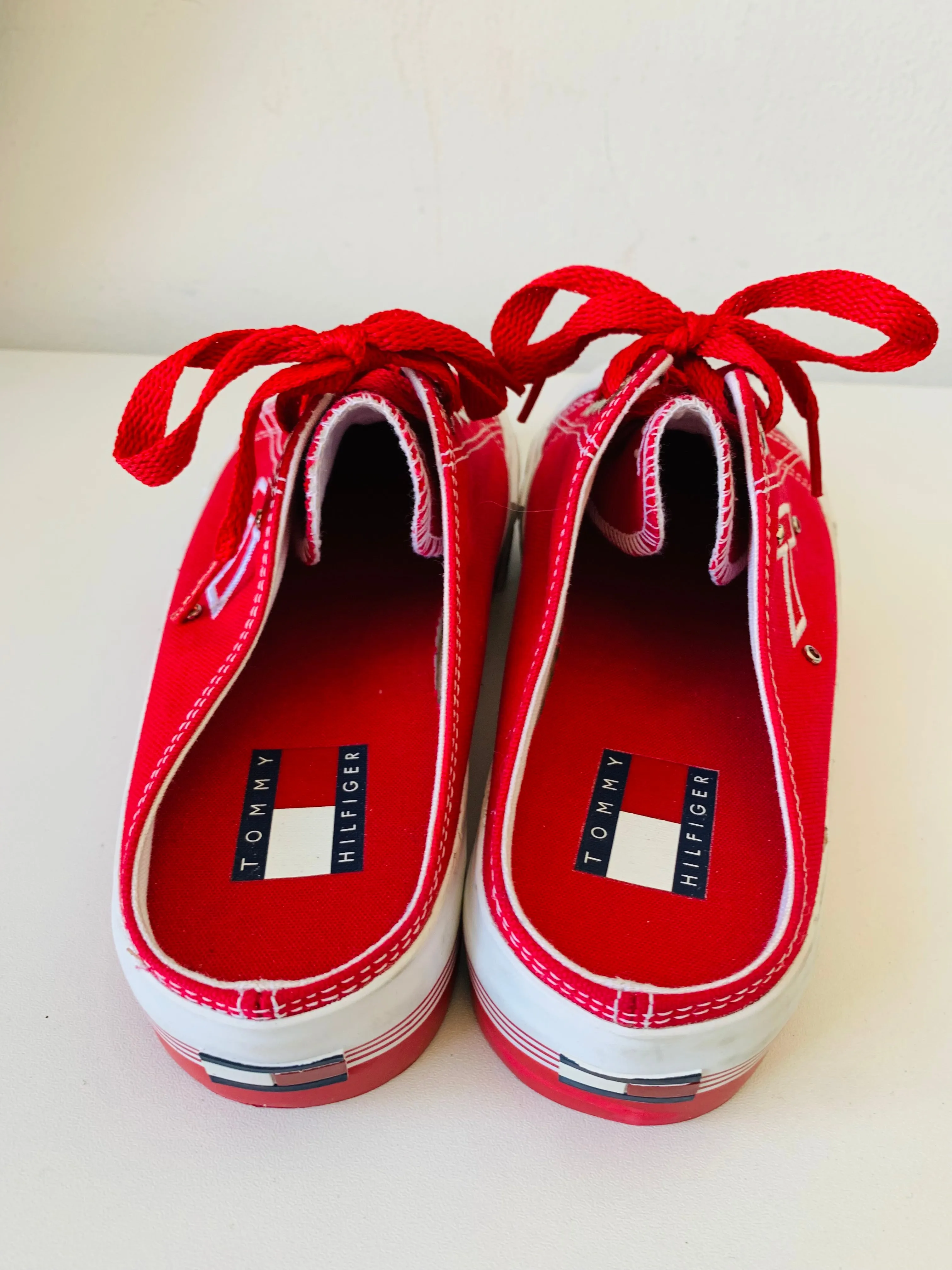 Tommy Hilfiger Retro Y2K Red Sneaker Platform Mules Size 8