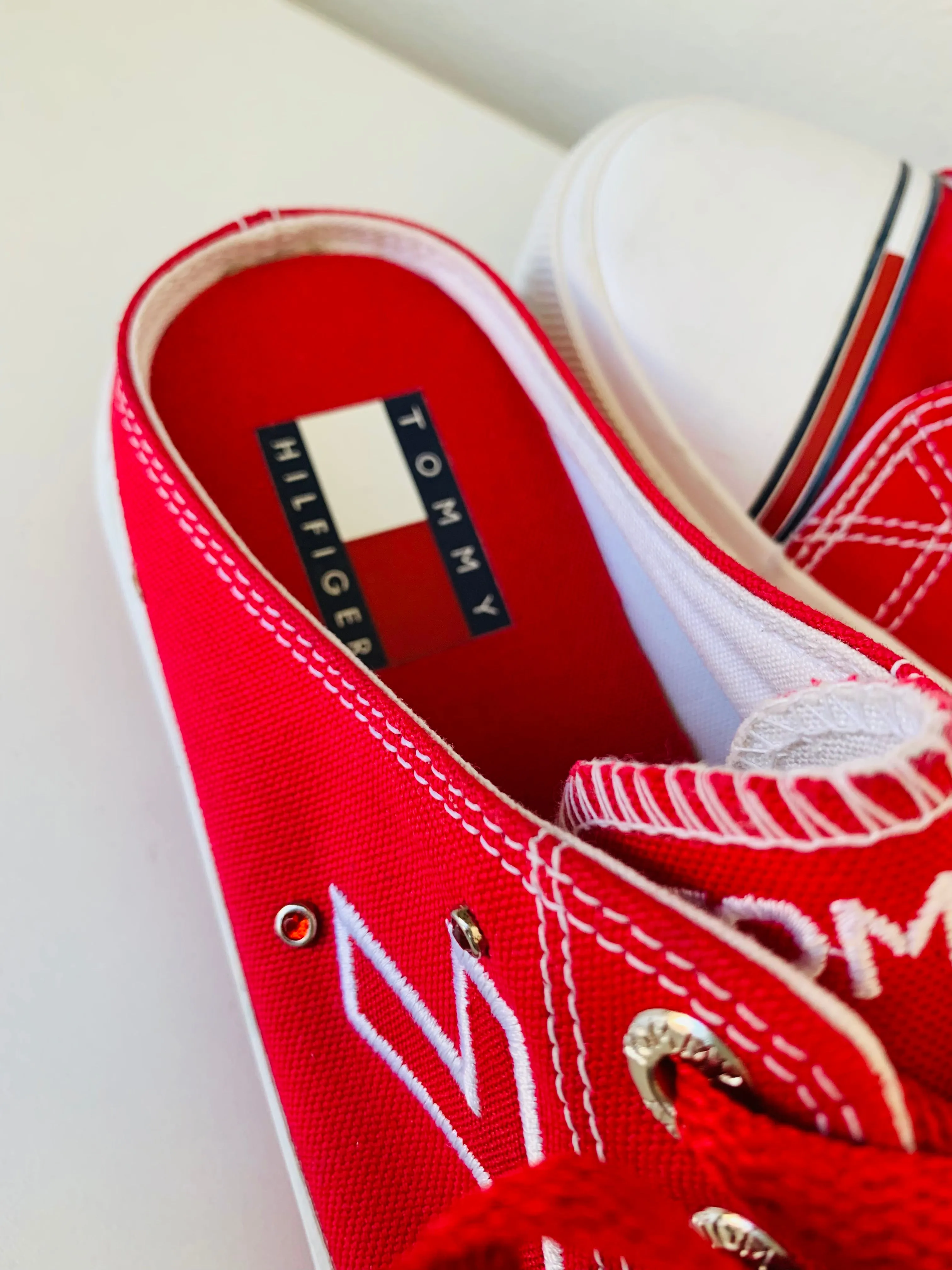 Tommy Hilfiger Retro Y2K Red Sneaker Platform Mules Size 8