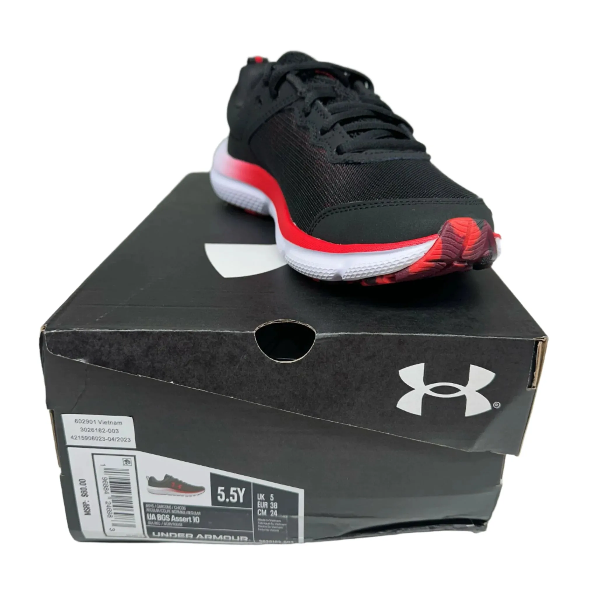 Under Armour Assert 10 Jet Gray/White Size 5.5Y Boys' New