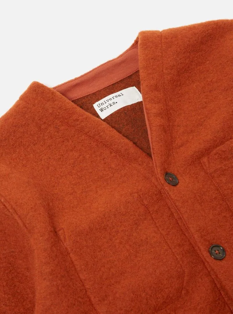 Universal Works - Cardigan In Orange Wool Fleece
