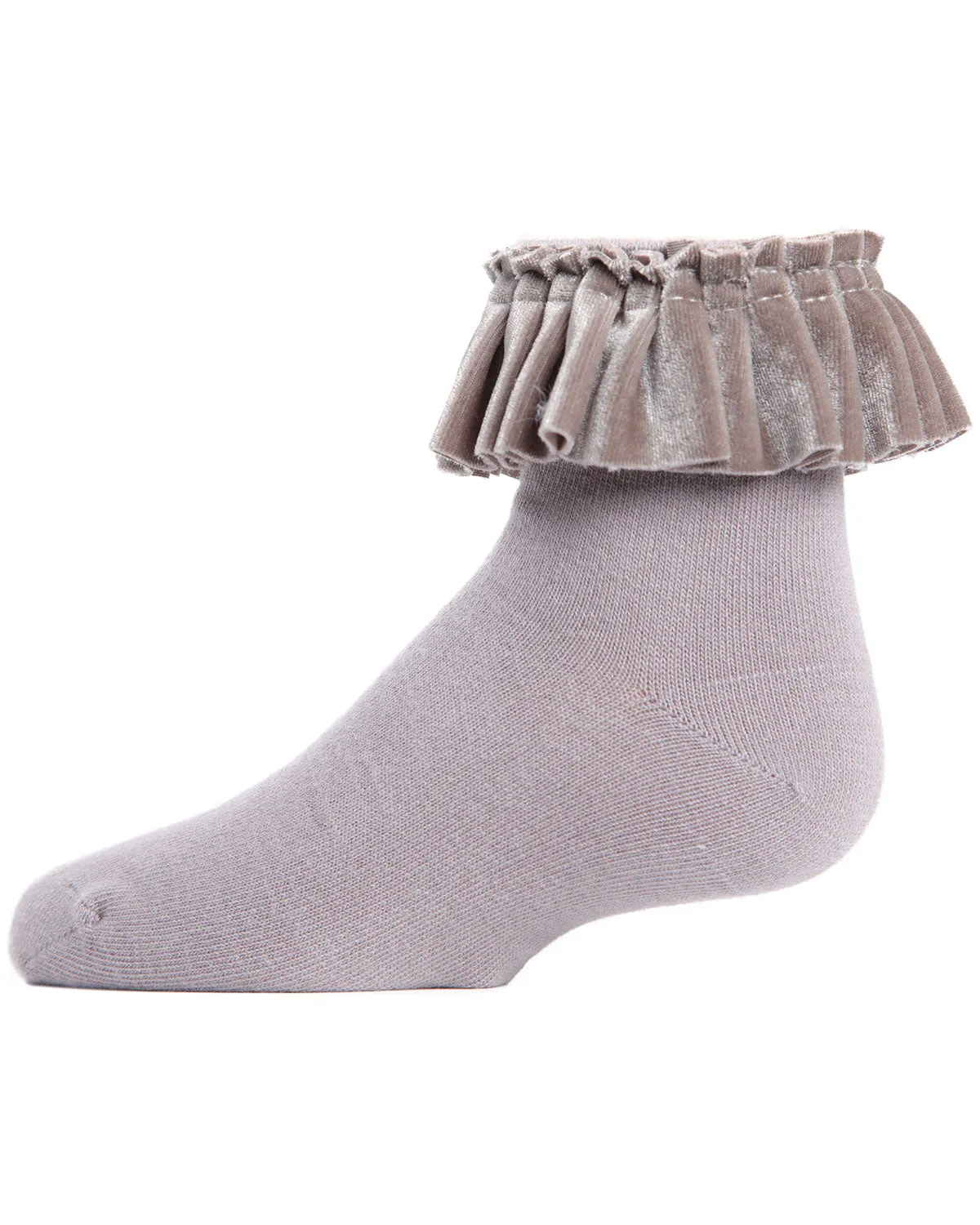 Velvet Pleated Girls Cotton Blend Anklet Socks
