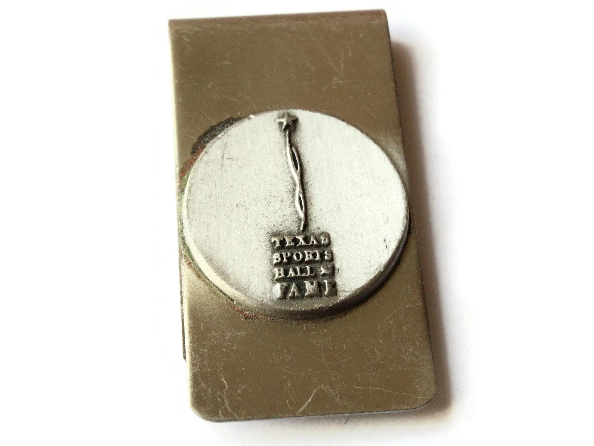 Vintage Silver Money Clip with Texas Sports Hall of Fame Logo