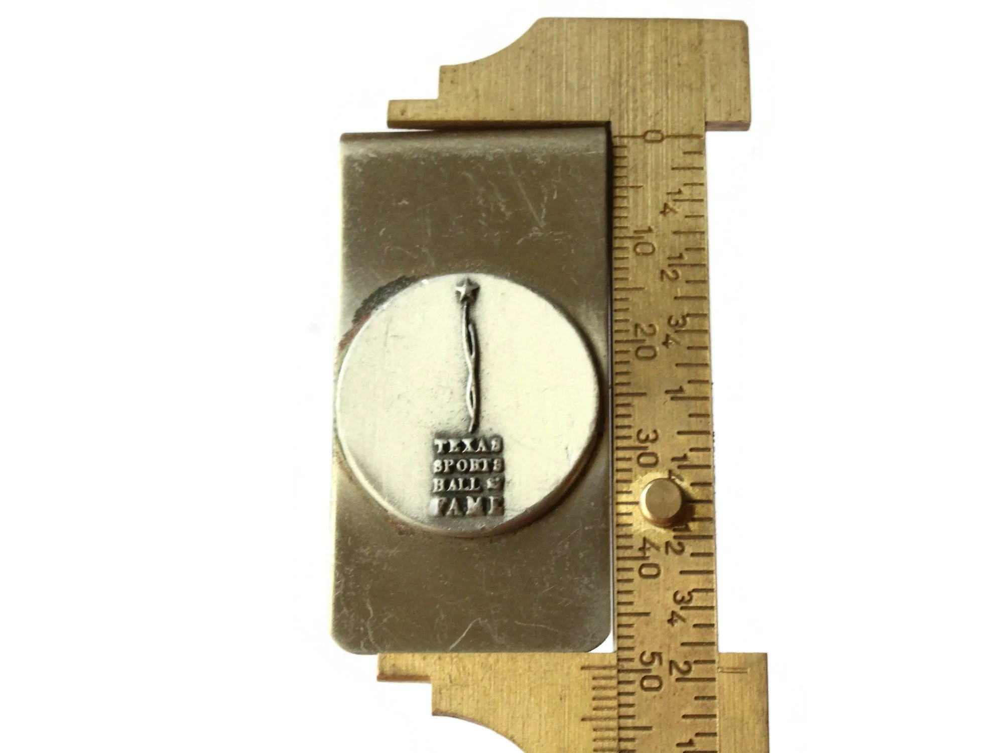 Vintage Silver Money Clip with Texas Sports Hall of Fame Logo