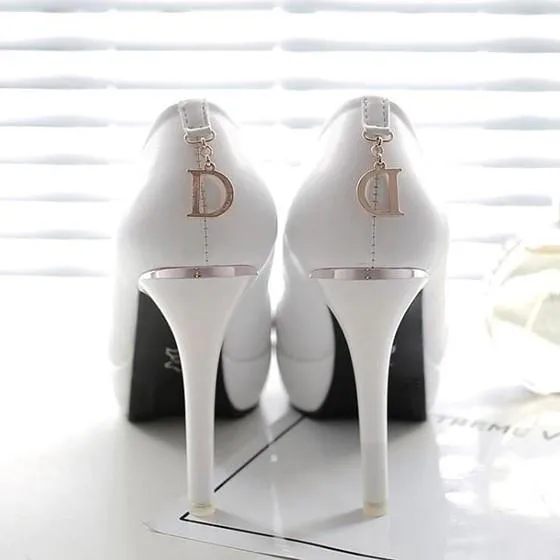 White Round Toe Stiletto Fashion High-Heeled Shoes
