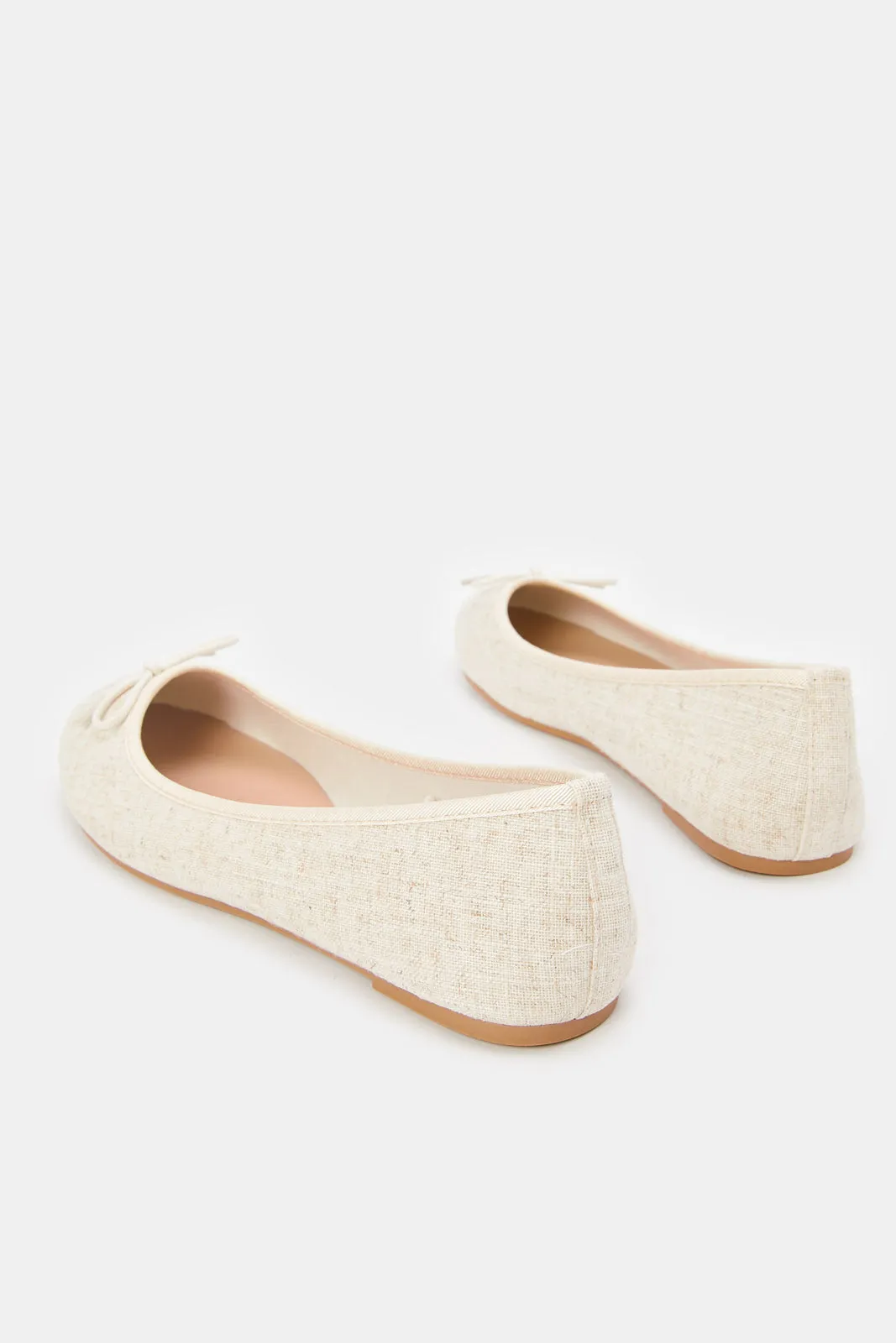 Women Beige Bow Ballerina