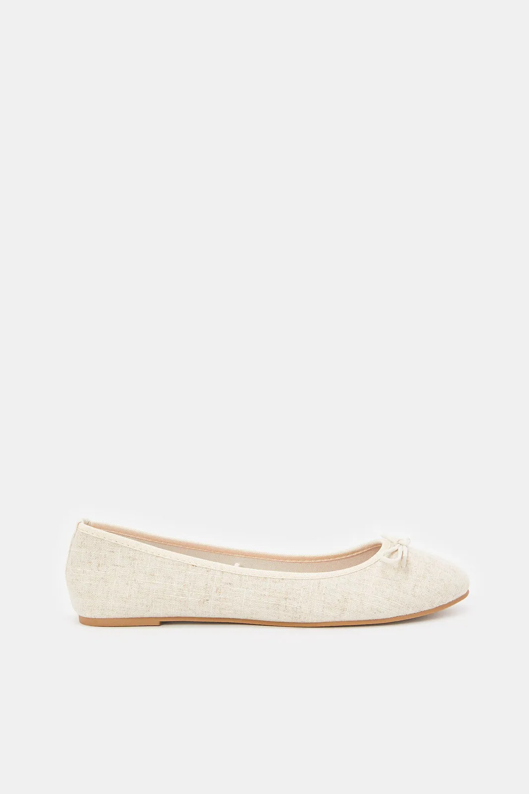 Women Beige Bow Ballerina